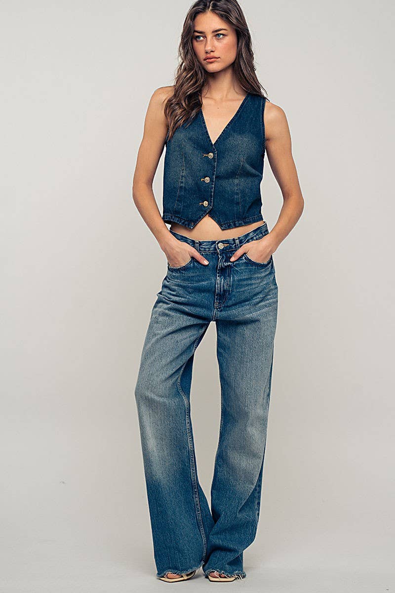 Pergrem Cowgirl (Dark) - Denim Vest Top *small*