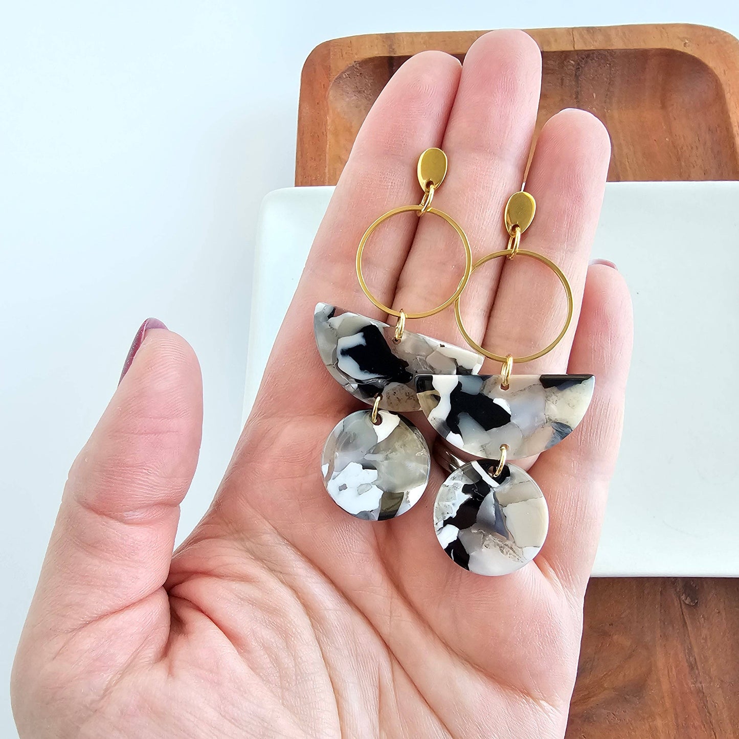Wren (Slate mix) - Acrylic Earrings