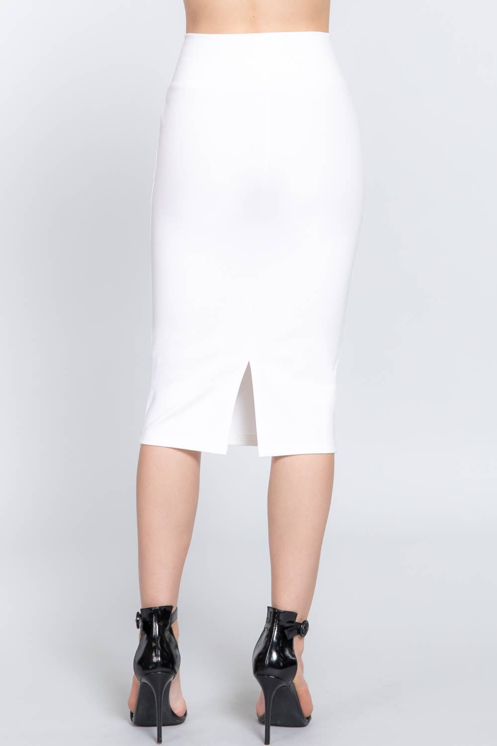 Business Babe in White - Ponte Midi Skirt