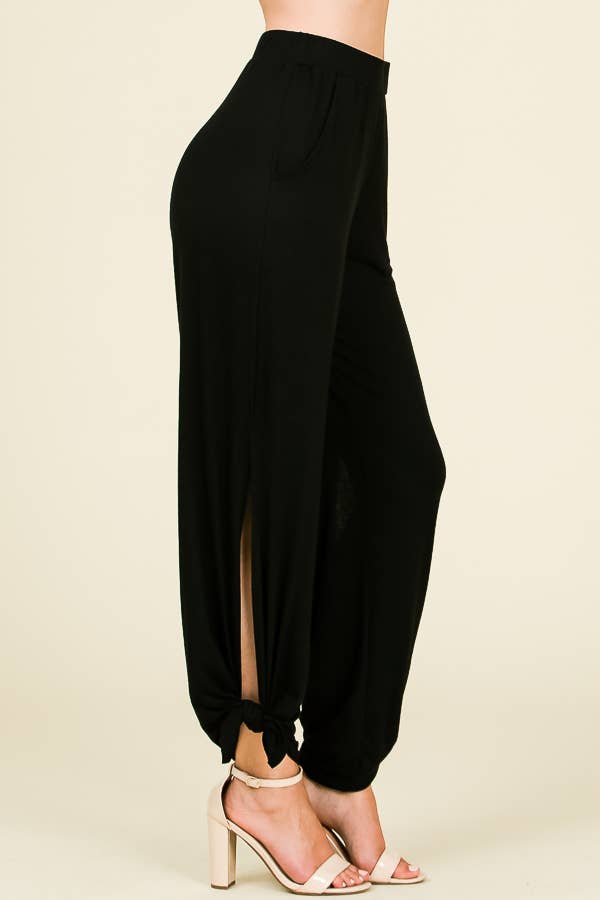 Show Some Leg (Black) - Tied Ankle Pants