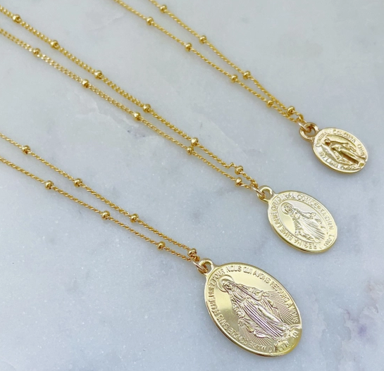 Golden Virgin Mary - 18 Inch Necklace