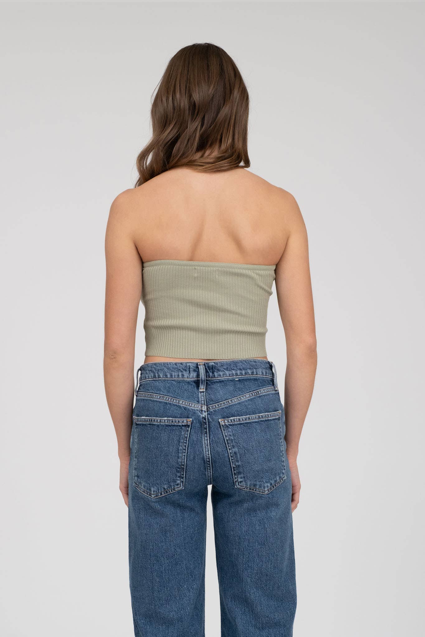 Sweatered Crop in Khaki - Tube top *Small or Large*