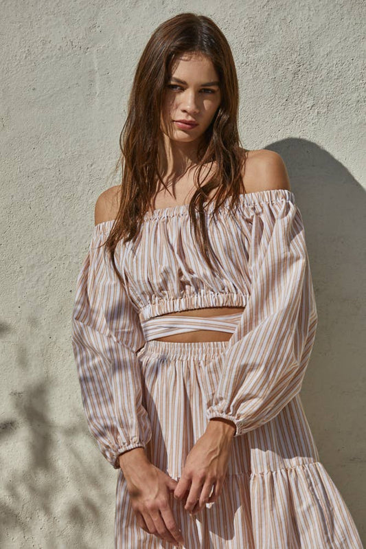 Wrapped in Love in Coral Ivory - Wrap Crop Top