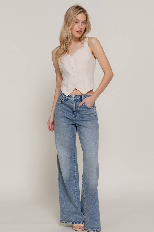 Tailored in Natural - Linen effect Vest