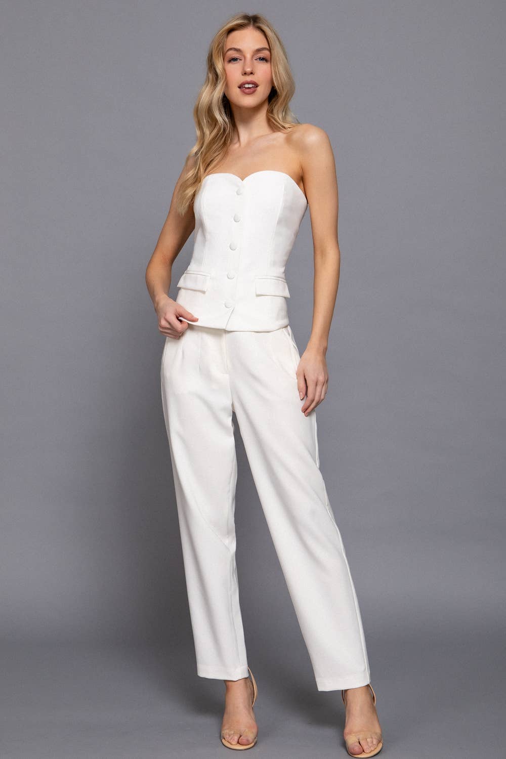 Tailored Tube in White - Strapless Top