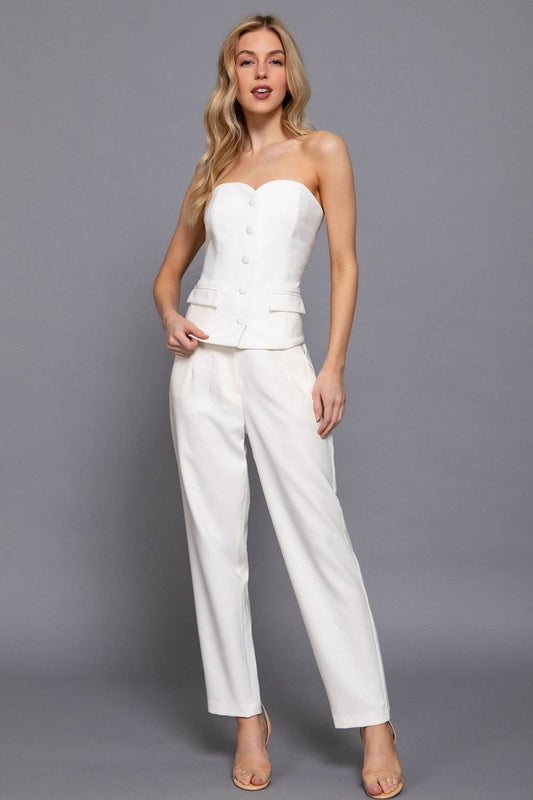 Tailored Tube in White - Strapless Top