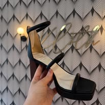 The Aisa Black - 3-Strap Platform Heels