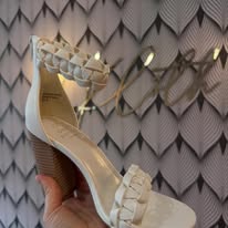 The Melody White - Braided Two Band Block Heels *Size 6 or 9*