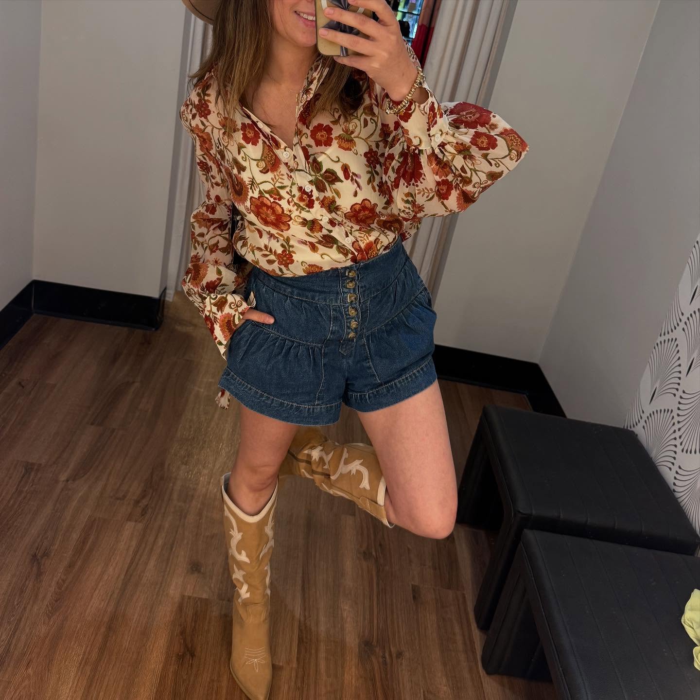 Tiered Denim (Medium Wash) - Shorts *medium or large*