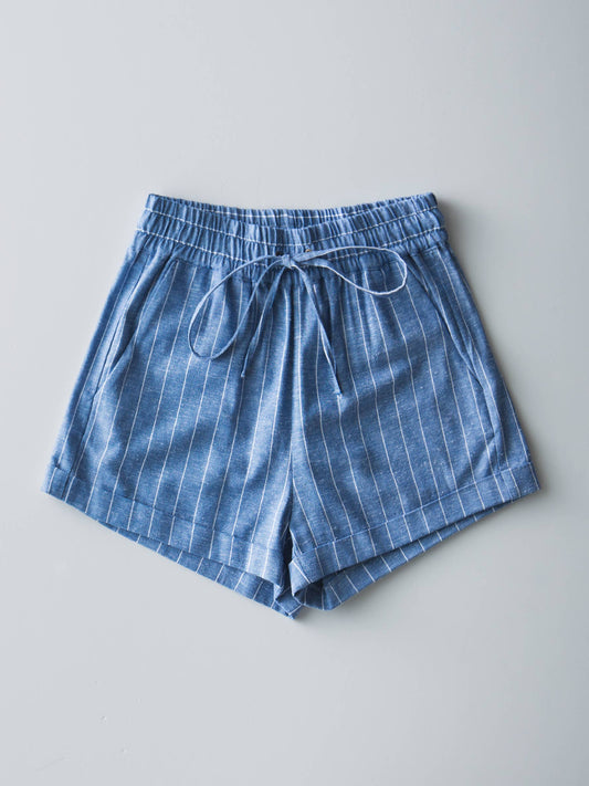 Mobster Linen in Chambray - Shorts