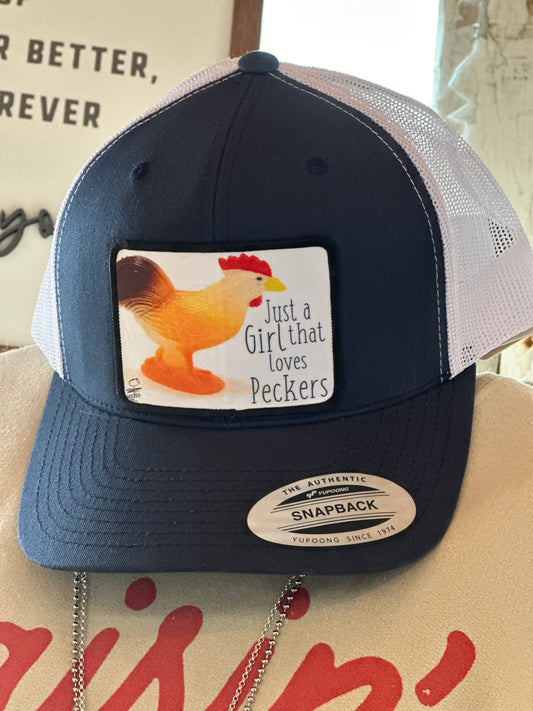 Girl that loves Peckers (Red/White) - Trucker Hat