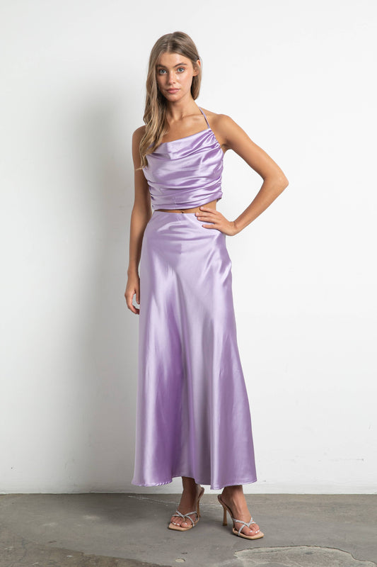 Dressy Dress in Lilac - Satin Skirt