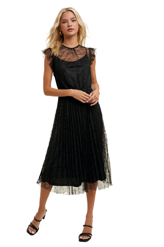 (SALE) Floral and Lace - Midi Dress