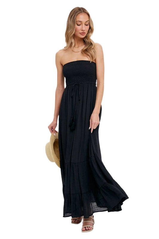 (SALE) Tiers and Ruffles - Strapless Maxi Dress