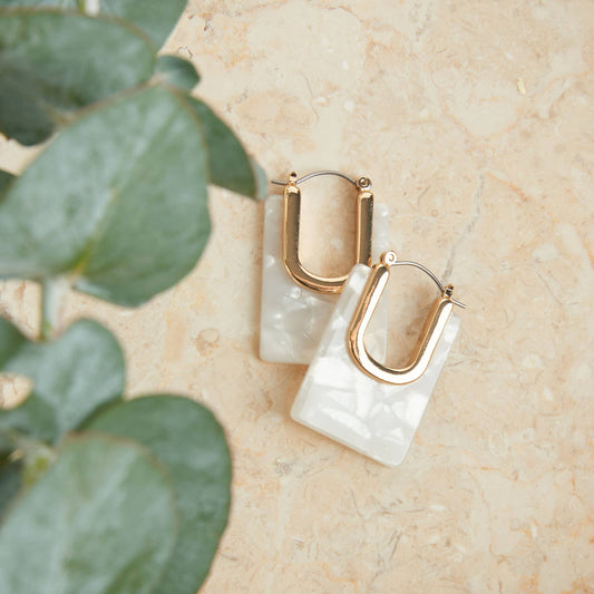 Sloane Tortoise (Snow) - Hoop Earrings