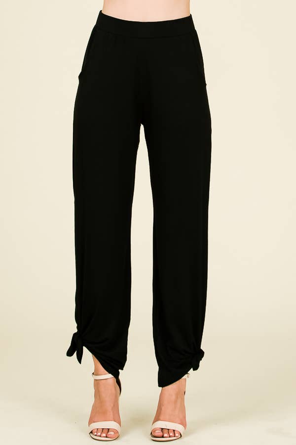 Show Some Leg (Black) - Tied Ankle Pants