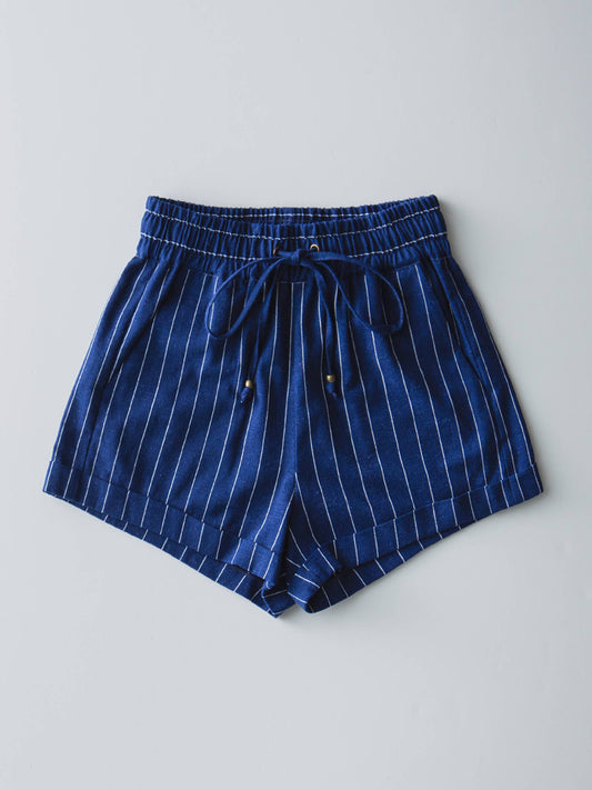 Mobster Linen in Navy - Shorts