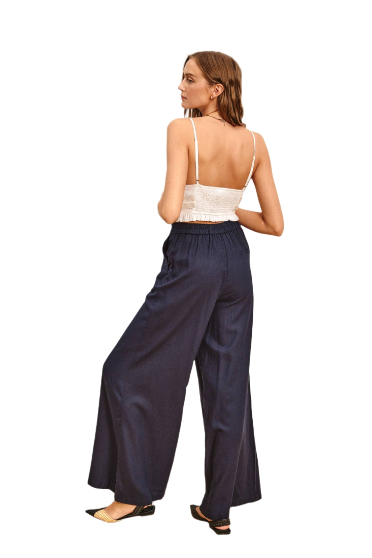 Heaven Sent in Navy - Wide Leg Linen Pant