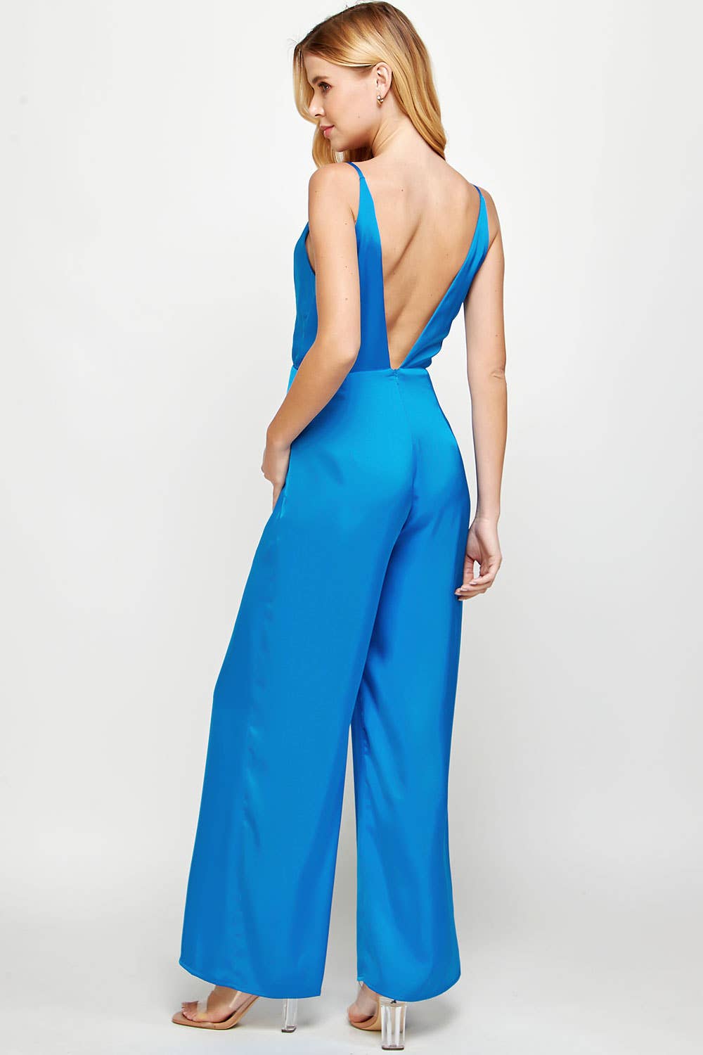 Satin Surplice (Blue) - Jumpsuit